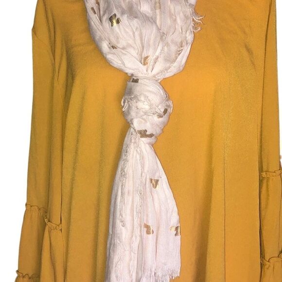 Louisiana scarf IVORY AND GOLD NWT - Picture 4 of 4